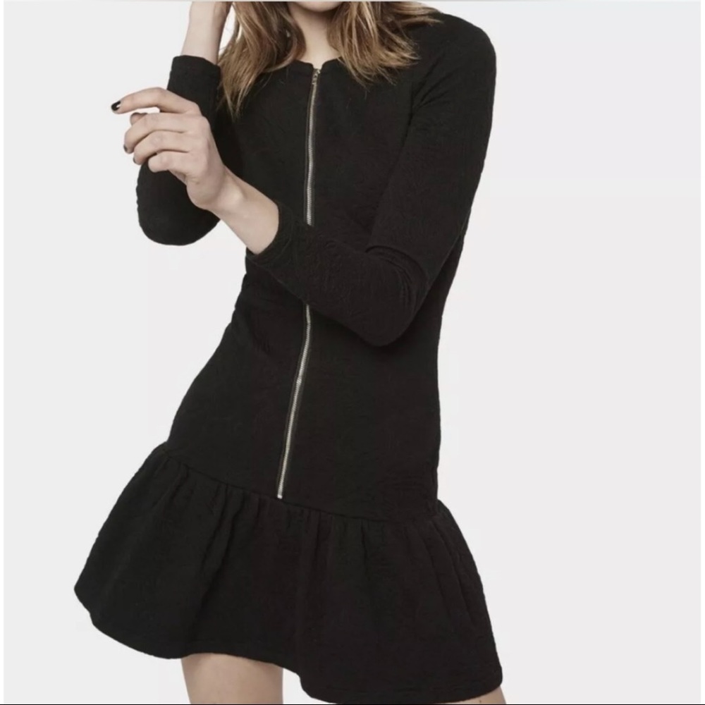 The Kooples Black Zipper Jacquard Mini Dress 40